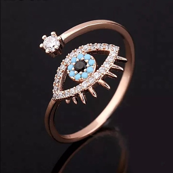 Jewelry - Elegant Evil Eye Hamsa Rose Gold Ring